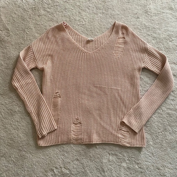 Garage Distressed V-Neck Sweater - Picture 1 of 6